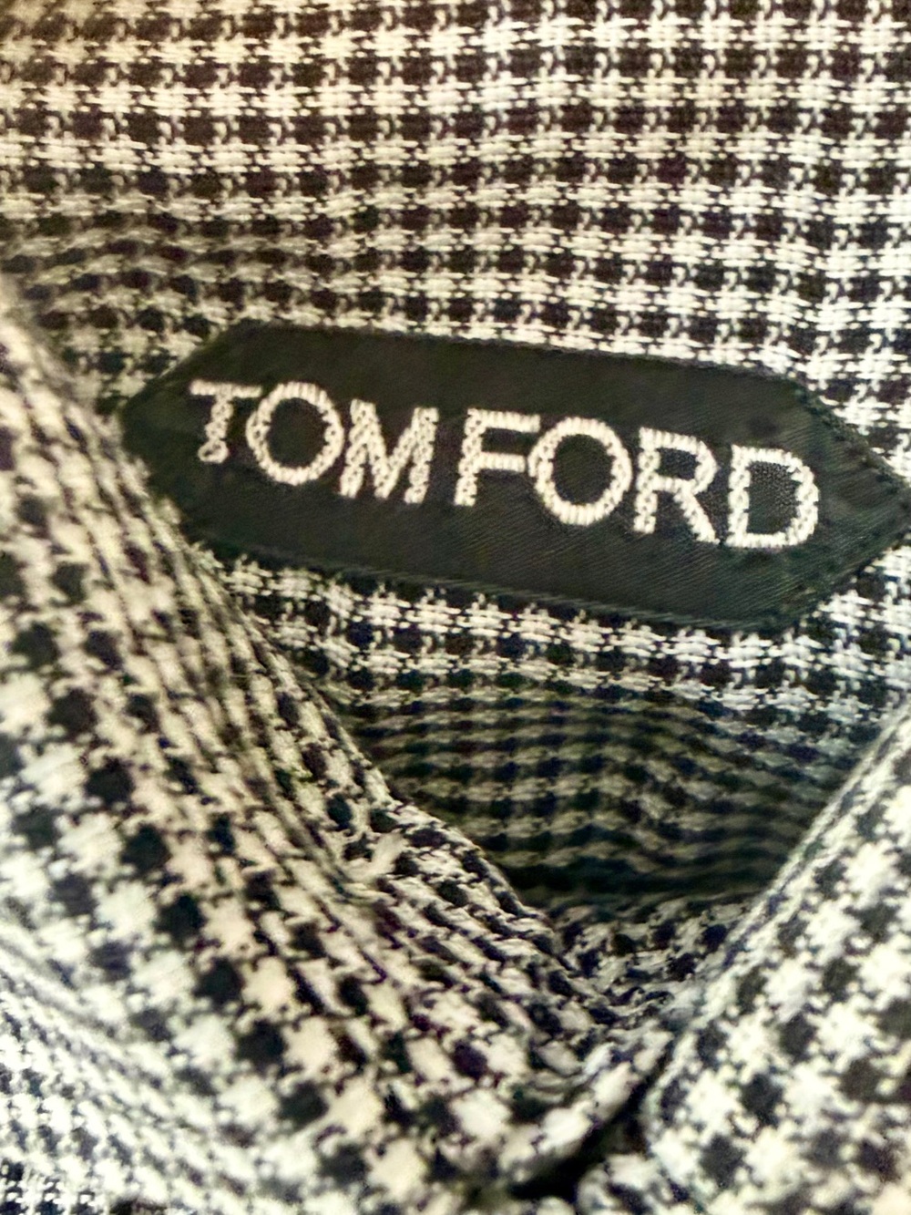Tom Ford Black and White Houndstooth Shirt